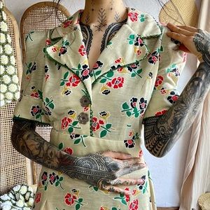 Vintage buttercream floral dress.